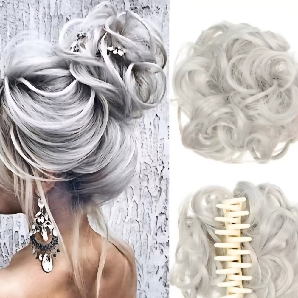 Elegant Silver Hair Bun Extension